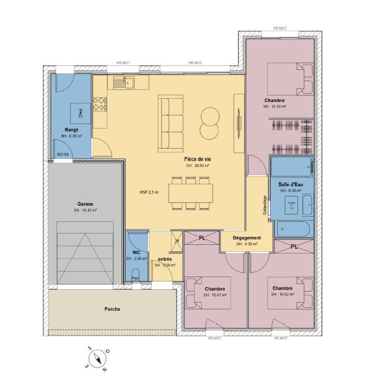 Projet de construction d'une maison 102 m² avec terrain à VERINES (17)