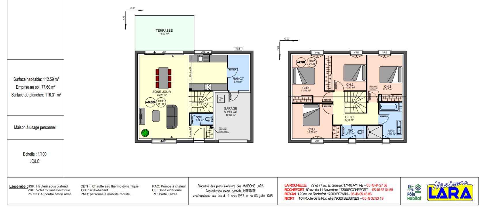 Projet de construction d'une maison étage 112 m² avec terrain à LA JARNE (17)