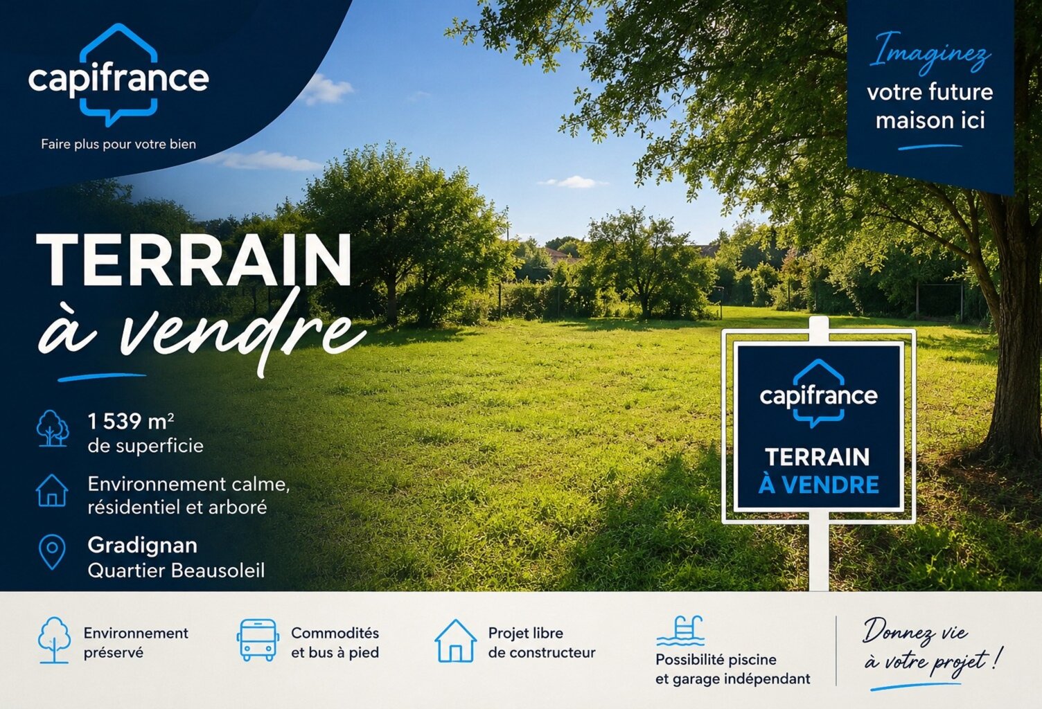GRADIGNAN Beausoleil | Terrain à bâtir de 1 539 m² dans un environnement privilégié — photo 1