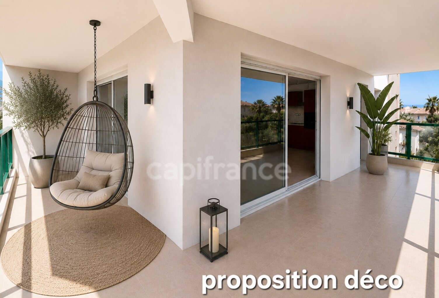 SÉRIGNAN – Grande terrasse, aperçu mer, 2 chambres + bureau et garage — photo 1