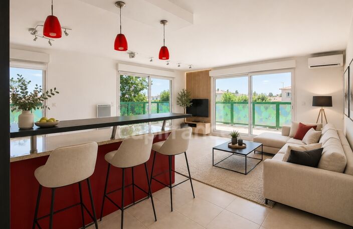 SÉRIGNAN – Grande terrasse, aperçu mer, 2 chambres + bureau et garage — photo 2