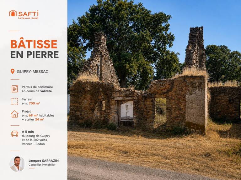 Bâtisse en pierre à rénover avec permis de construire — photo 1