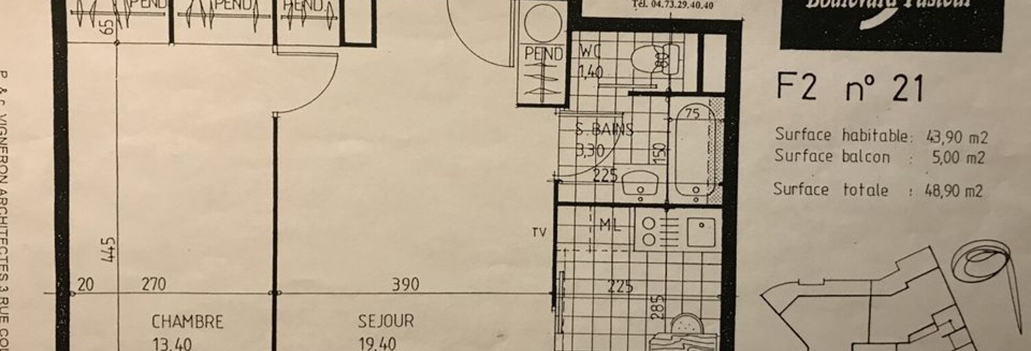 Appartement 2 Pièces 49 m² à louer à Clermont-Ferrand (63000)
