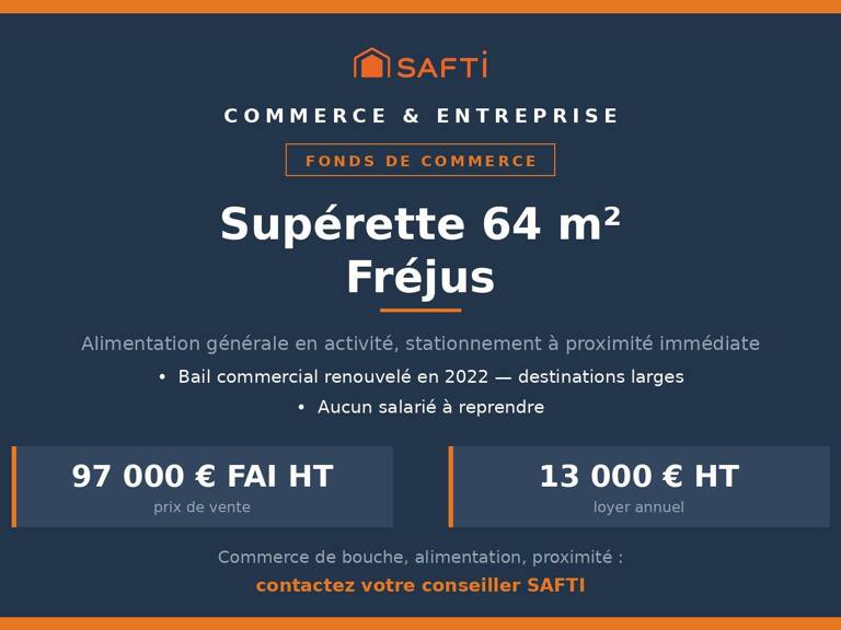 Supérette 64 m² à Fréjus, sans salarié à reprendr — photo 1