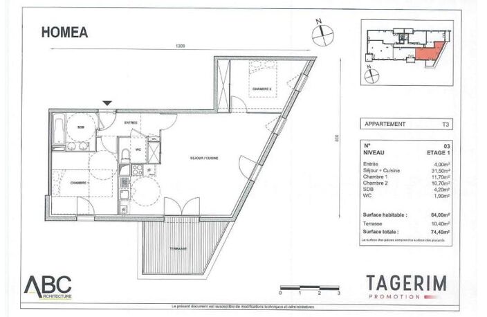 Location appartement 3 pièces 64 m² à Toulouse (31100) — photo 2