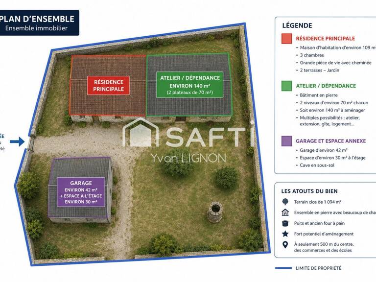 109 m² habitables + environ 140 m² à aménager + garage 42 m² + espace aménagé d'environ 30 m² au-dessus — photo 1