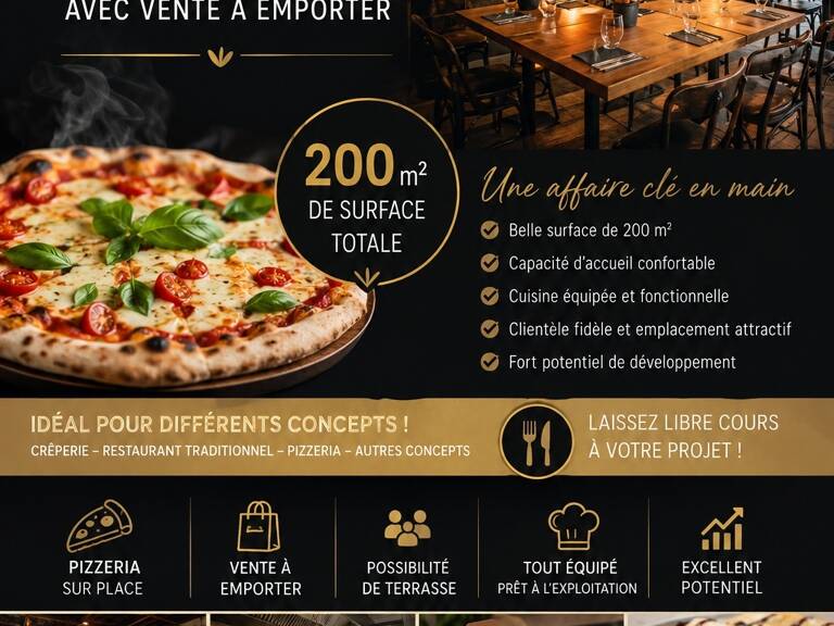 Vente Crêperie, Pizzeria 250 m&sup2; — photo 1