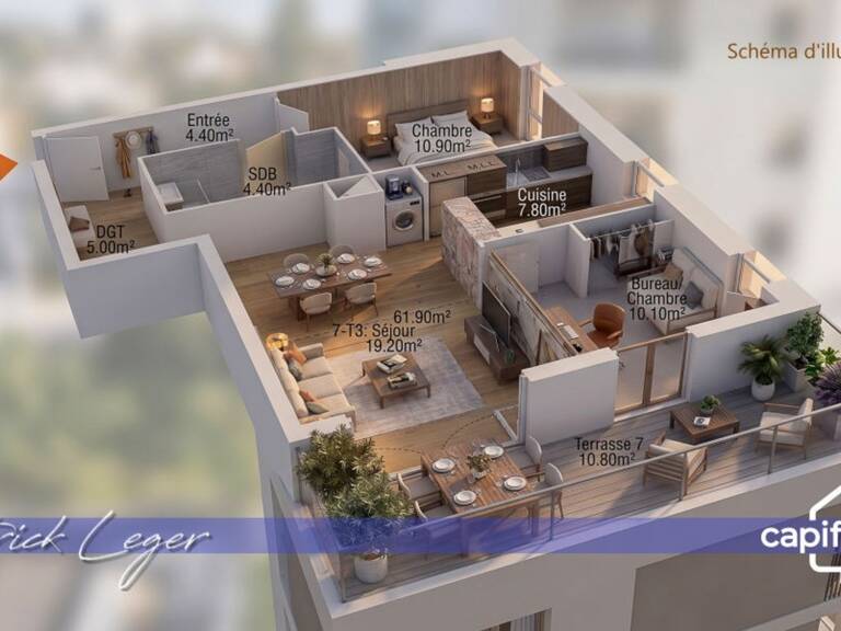 PÉRIGNY (17) – Élégant T3 modulable avec grande terrasse couverte & parking sous-sol — photo 1
