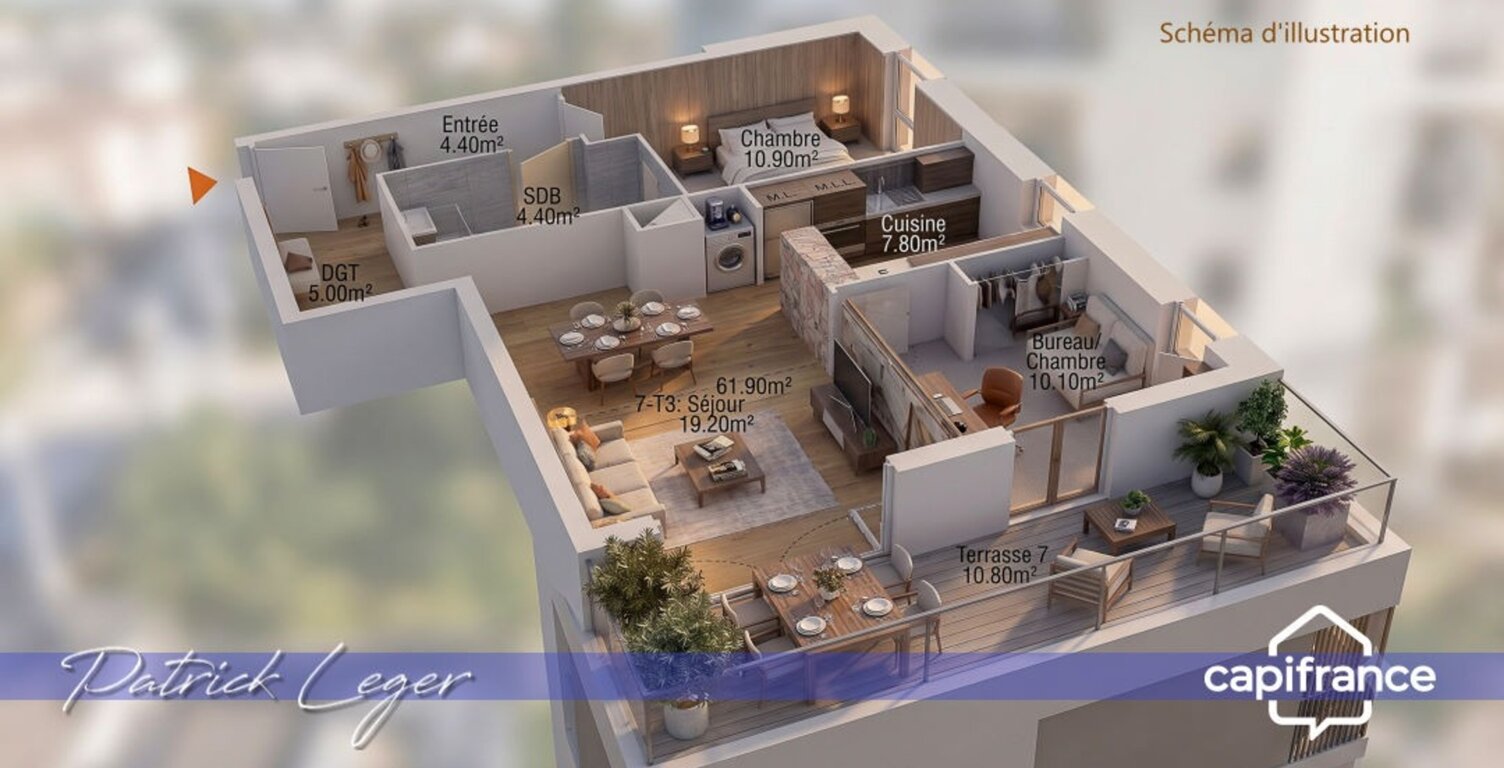 PÉRIGNY (17) – Élégant T3 modulable avec grande terrasse couverte & parking sous-sol — photo 1