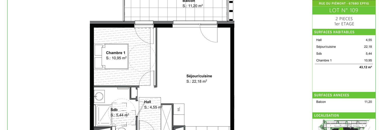 Appartement 2 Pièces 43 m² à vendre à Epfig (67680)
