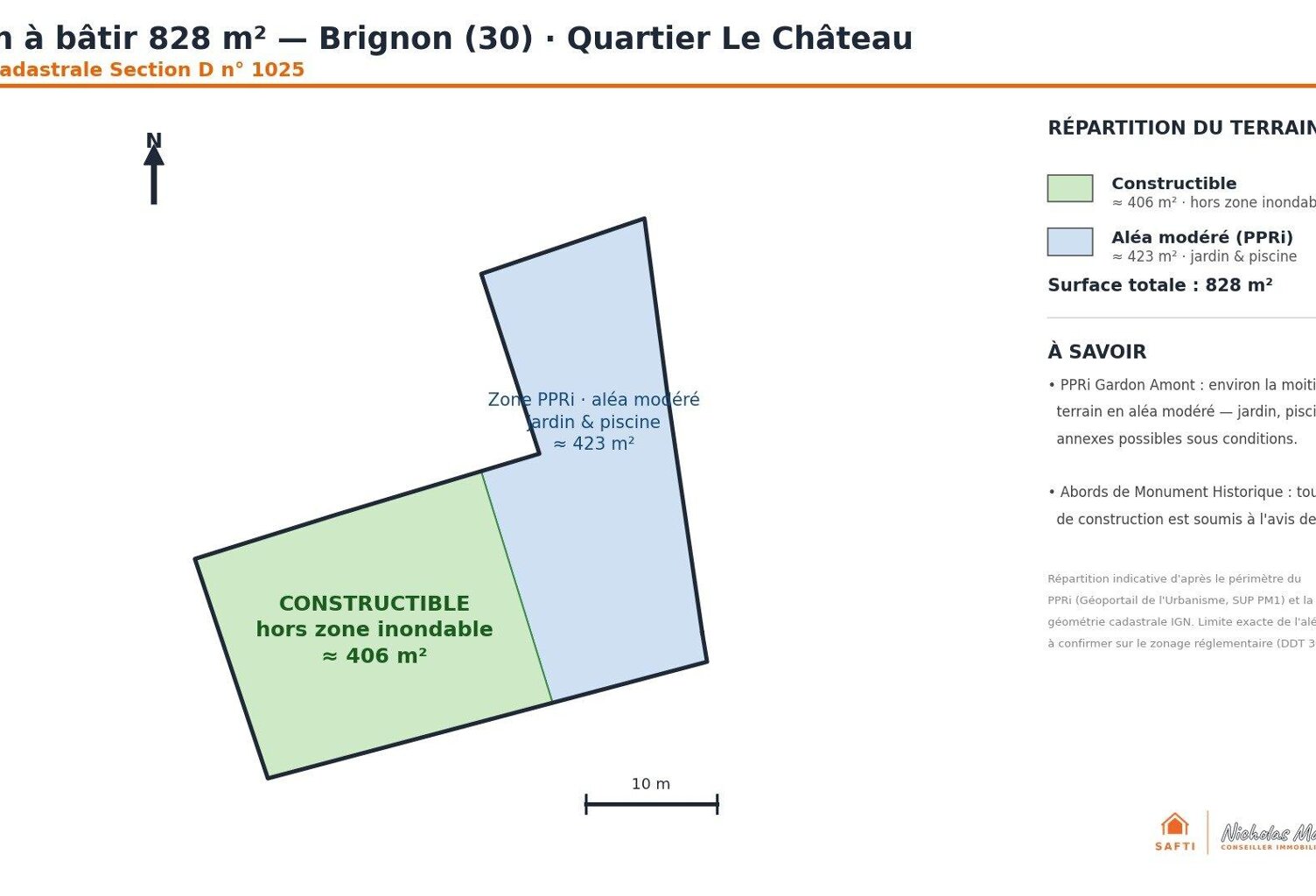 Terrain à bâtir de 828 m², plat et viabilisé, au cœur d'un village de caractère du Gard. — photo 1