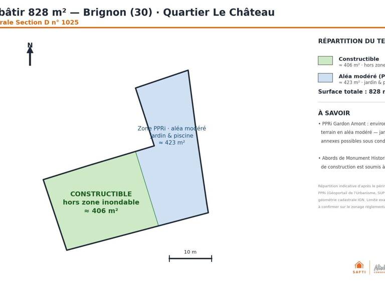 Terrain à bâtir de 828 m², plat et viabilisé, au cœur d'un village de caractère du Gard. — photo 1