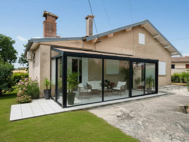 FONTENILLES : Maison familiale avec grand terrain, garage et vue dégagée sur les champs — photo du bien