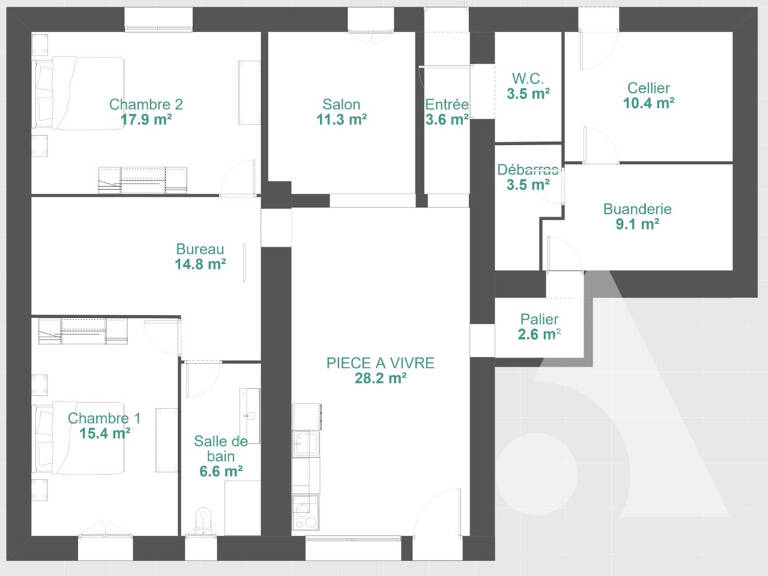 Appartement Foucherans 4 pièce(s) 121 m2 — photo 1