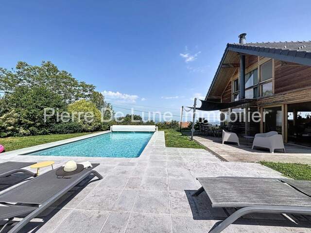 Trévignin – Maison d'exception en ossature bois avec vue dominante, piscine et panorama sur les montagnes — photo du bien