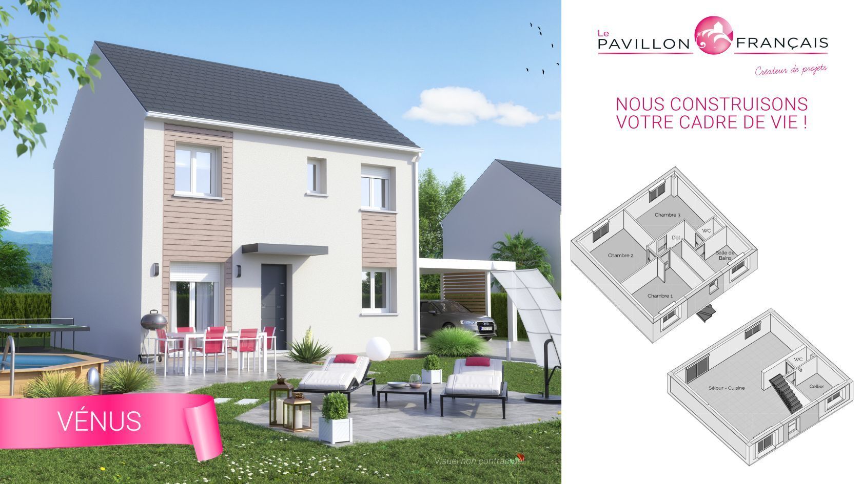 Projet de construction d'une maison 100 m² avec terrain à LE PLESSIS-BELLEVILLE (60)