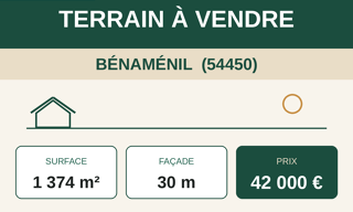 Terrain  1374 m² à vendre à Bénaménil (54450)