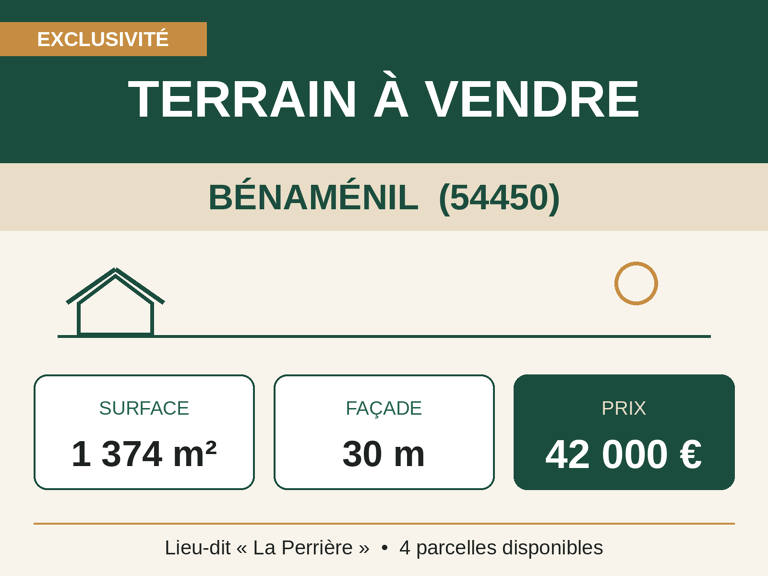 Exclusivité – 4 terrains à bâtir de 1 374 à 2 071 m² – Bénaménil (54450) — photo 1
