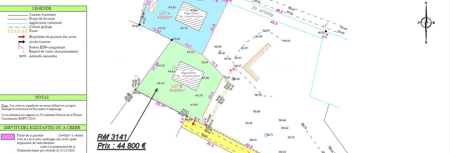 Terrain  805 m² à vendre à Saint-Savin (33920)