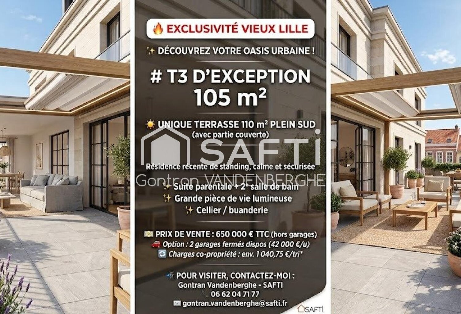 VIEUX LILLE - APPARTEMENT T3 AVEC TERRASSE EXCEPTIONNELLE — photo 1