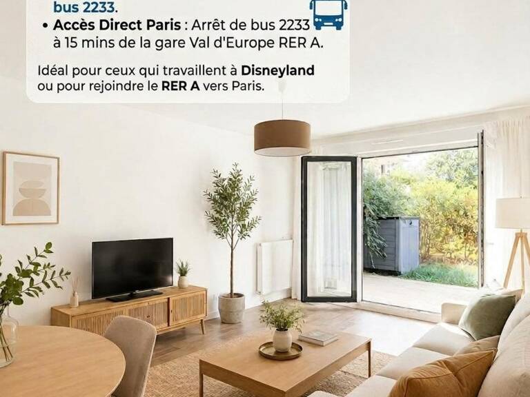 Montévrain : superbe T2 de 43m² en rez-de-jardin de 51m² (2021). Idéal actif/investisseur ! — photo 1