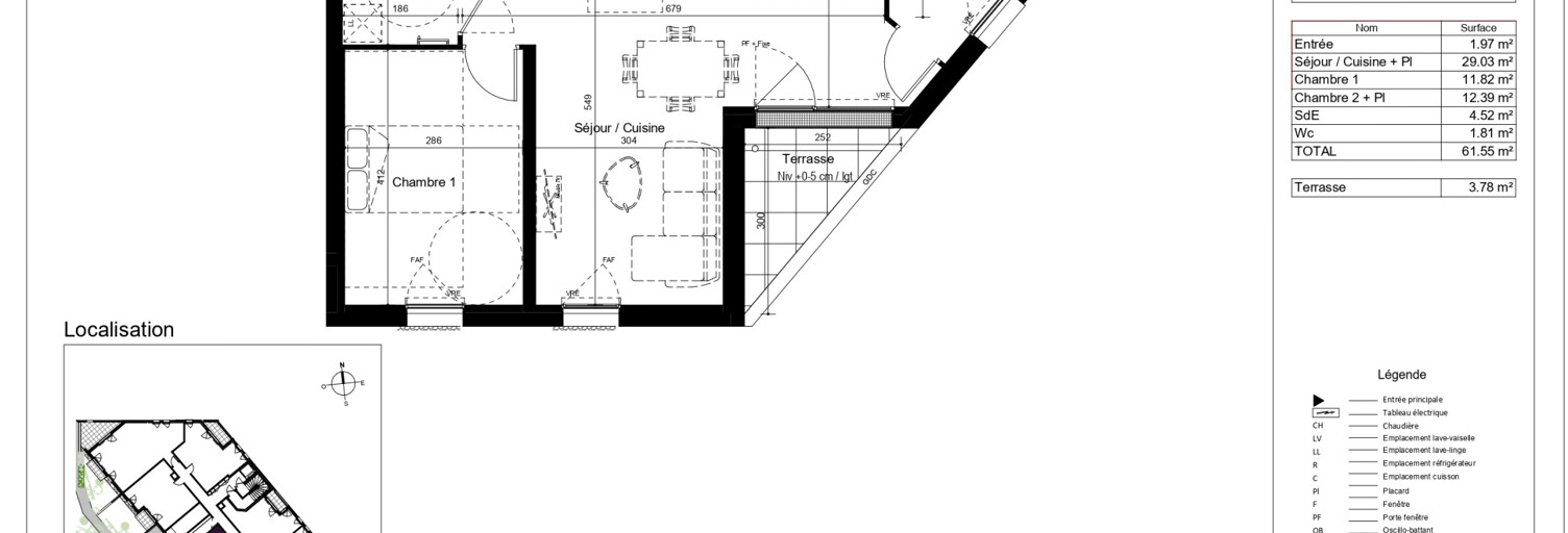 Appartement 3 Pièces 61 m² à louer à Tours (37100)