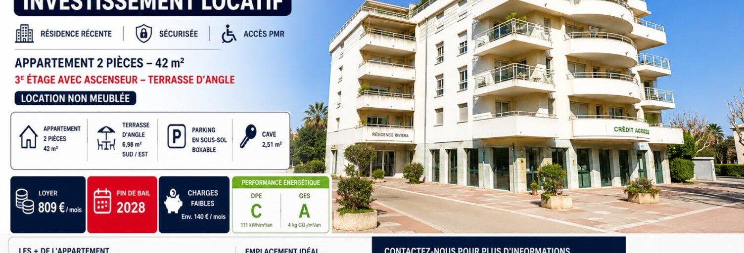 Appartement 2 Pièces 42 m² à vendre à Mandelieu-la-Napoule (06210)