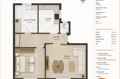 Appartement 2 pièces 361500 €