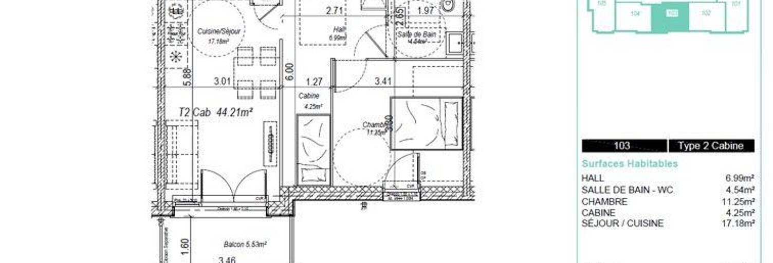 Appartement 2 Pièces 44 m² à vendre à Camiers (62176)