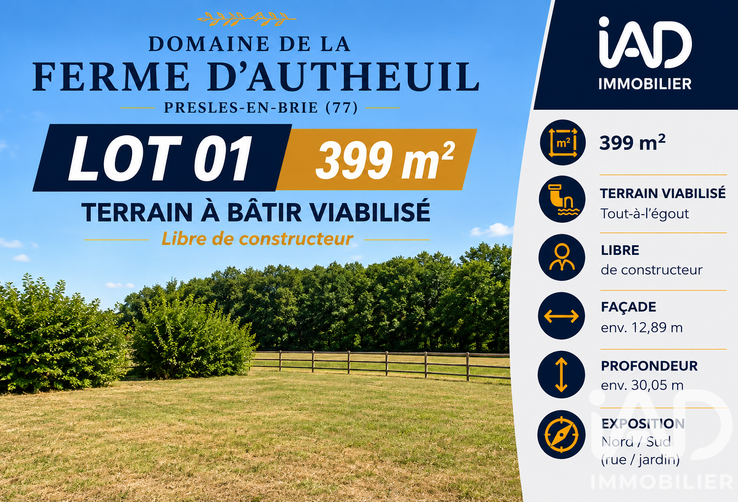 Vente Terrain à bâtir 399 m&sup2; — photo 1