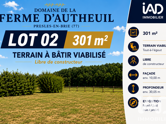 Vente Terrain à bâtir 301 m&sup2; — photo du bien