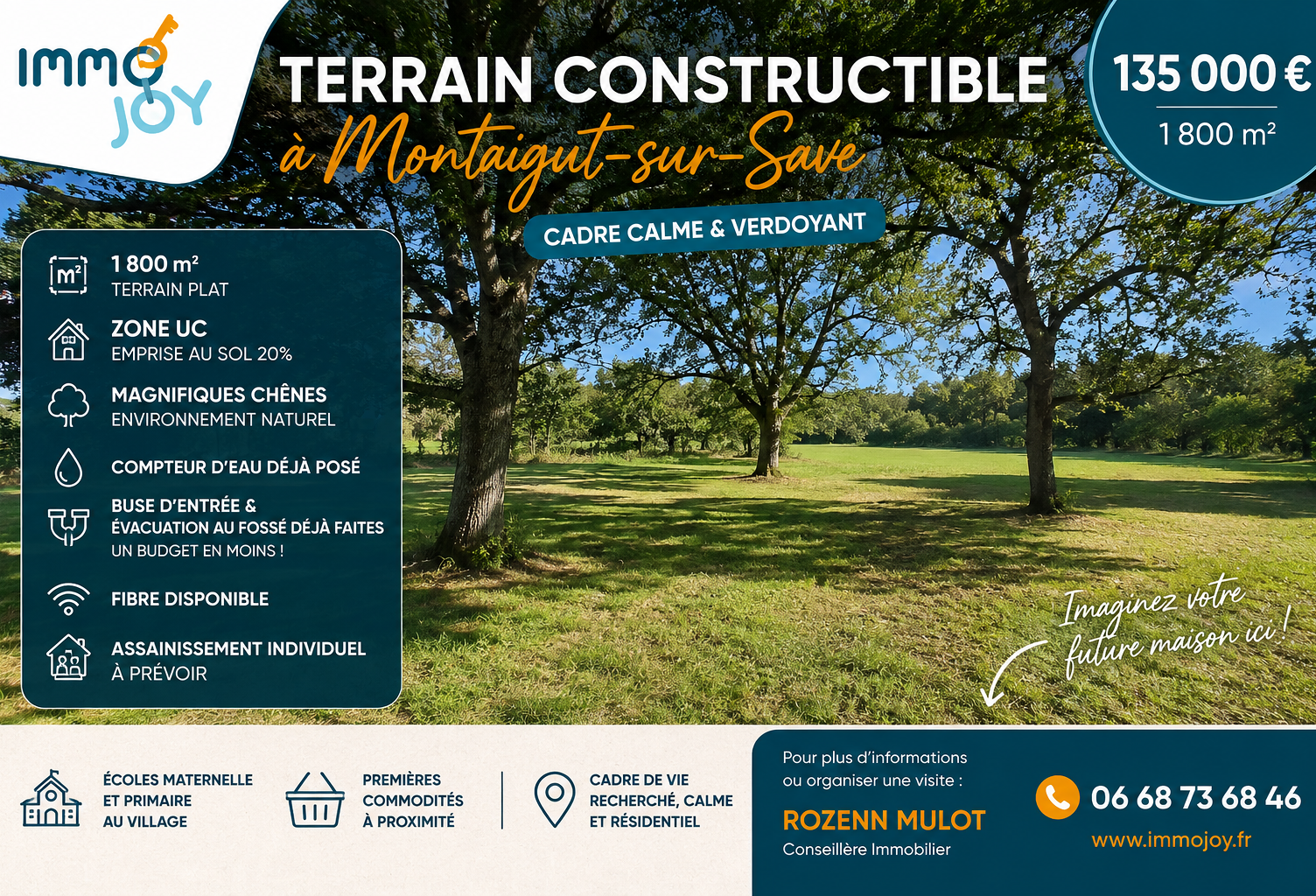 À vendre   Terrain constructible de 1 800 m2 à Montaigut-sur — photo 1