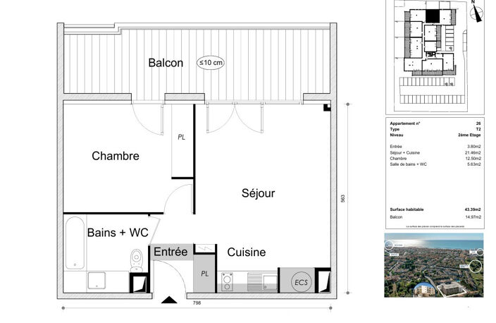 VALRAS-PLAGE, T2 43 m²  PLUS 15 m² DE BALCON. À 900 m DE LA MER — photo 2