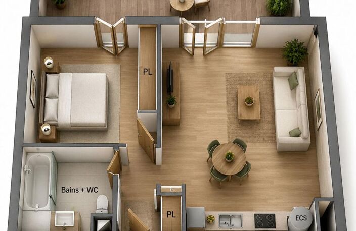 VALRAS-PLAGE, T2 43 m²  PLUS 15 m² DE BALCON. À 900 m DE LA MER — photo 3