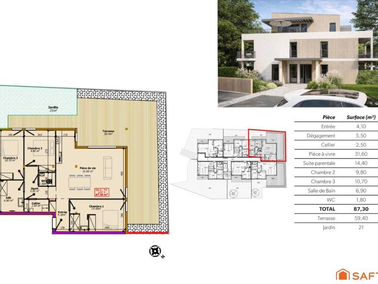 RARE : Appartement T3 avec terrasse et jardin dans résidence neuve à 5 minutes à pieds du lac et du centre-ville. — photo 1