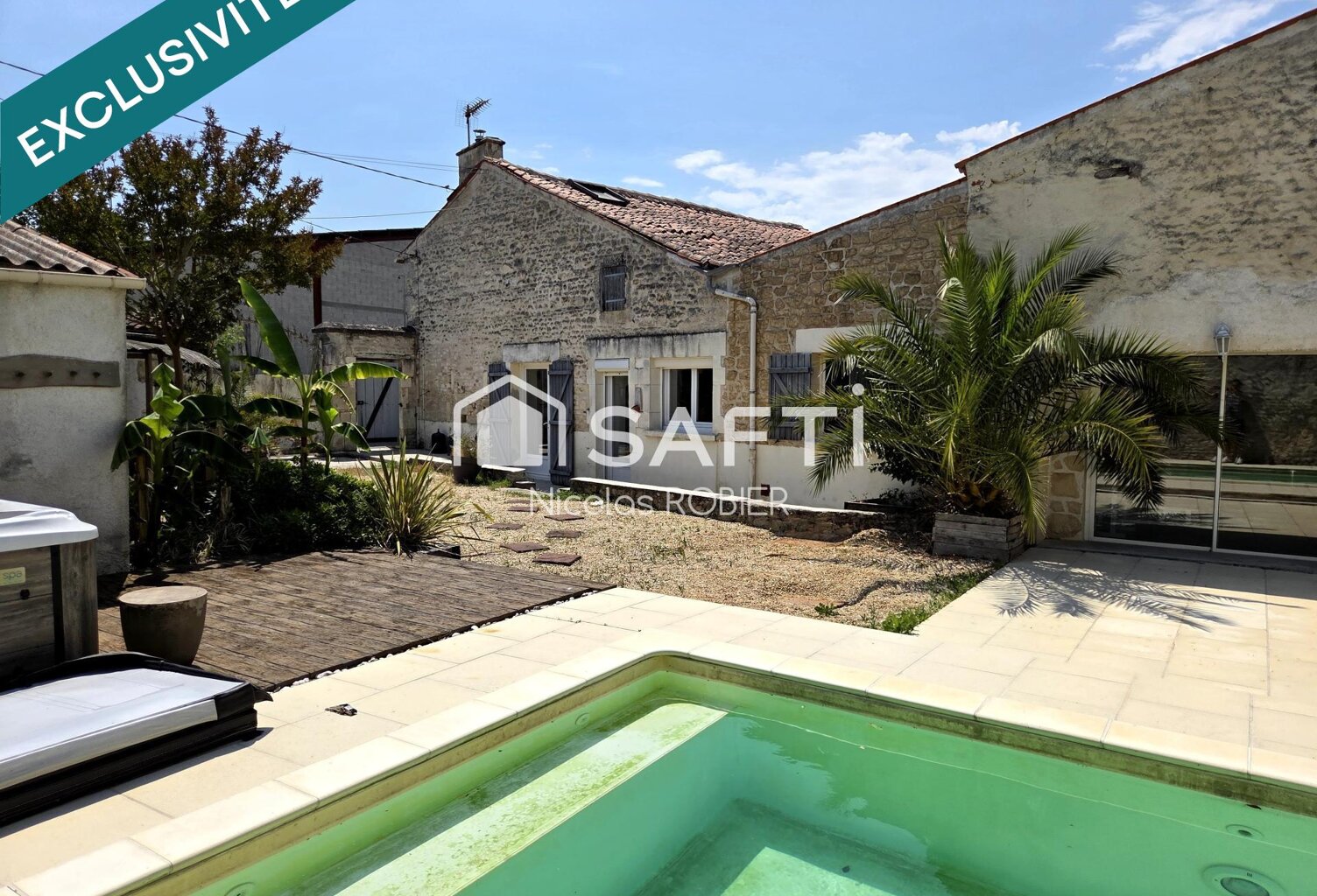 Lumineuse maison en pierre quatre chambres dont une en rdc, piscine, garage!! — photo 1