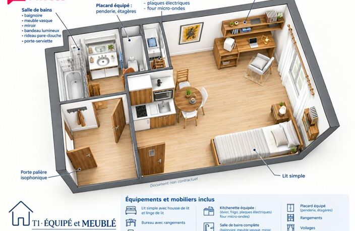 Studio T1 meublé et équipé en résidence services — photo 5