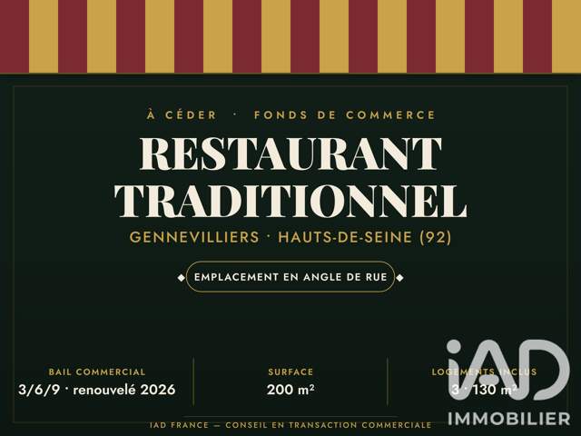 Vente Restauration rapide 210 m&sup2; — photo du bien