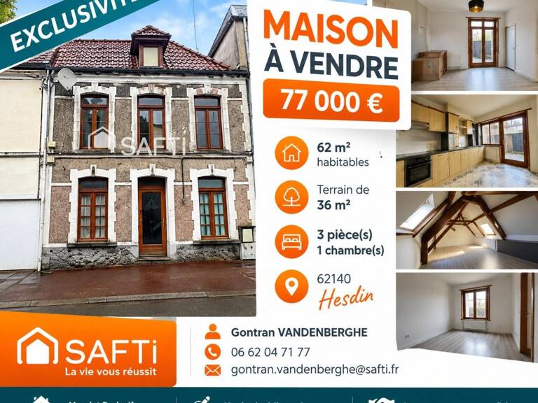 Maison 62 m²  3 niveaux  À terminer de rénover  Idéal investisseur ou 1er achat ! — photo 1