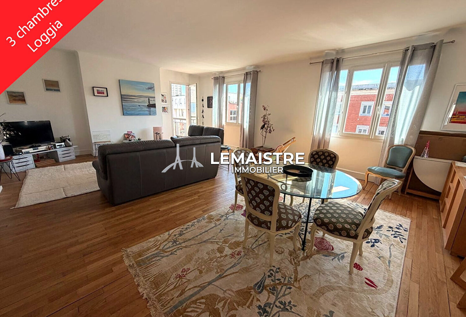Appartement à vendre  Le Havre Square Saint-Roch  Dernier étage  3 chambres  Loggia Stationnement — photo 1