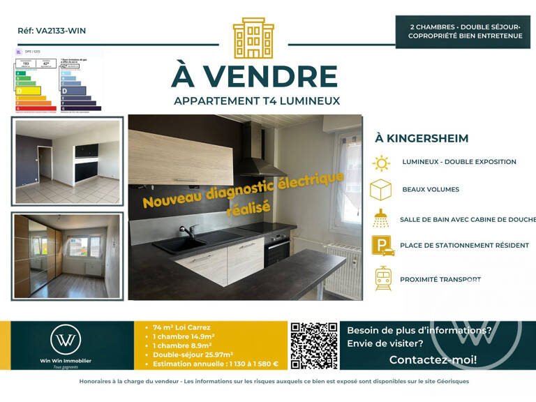 T4 traversant 74m² - lumineux - Kingersheim — photo 1