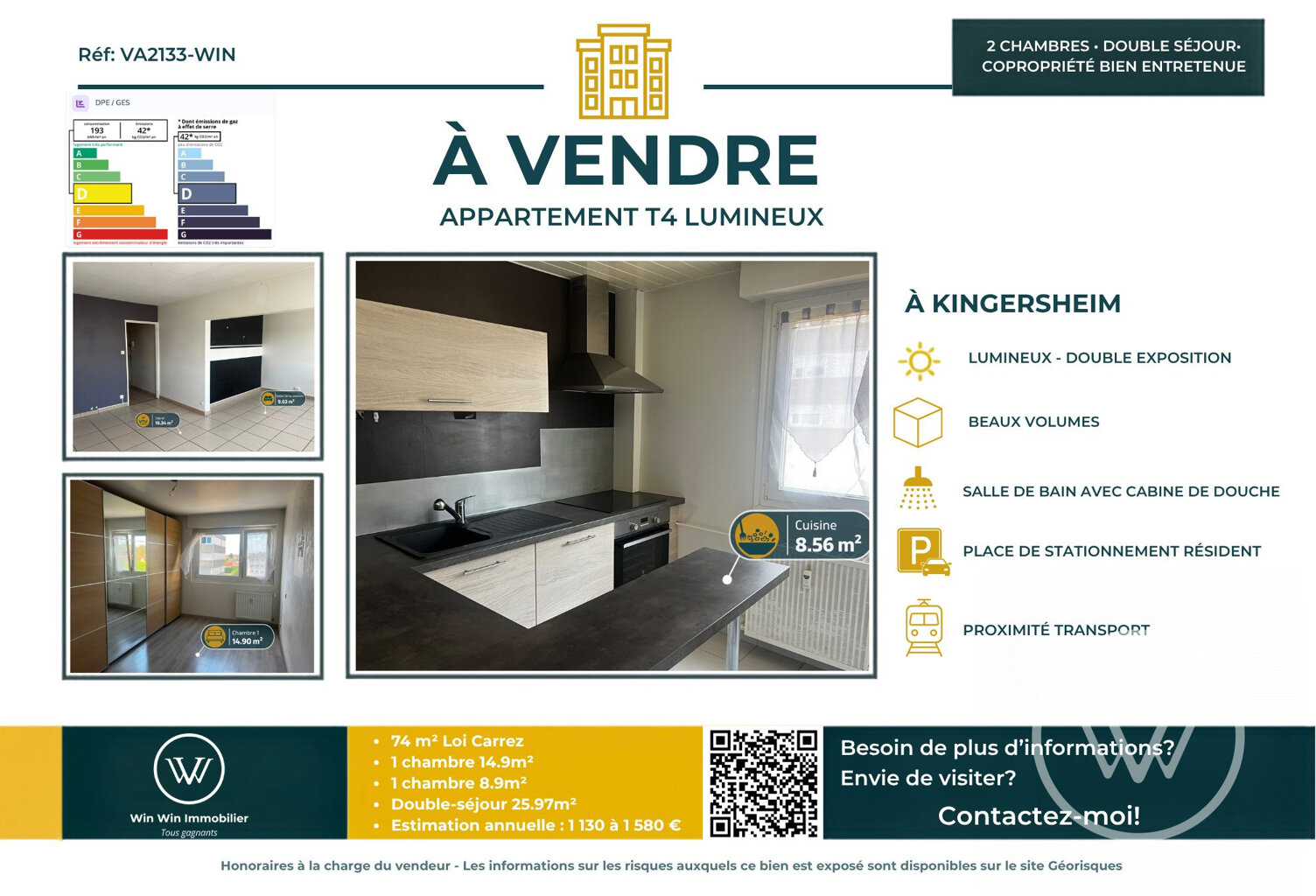 T4 traversant 74m² - lumineux - Kingersheim — photo 1