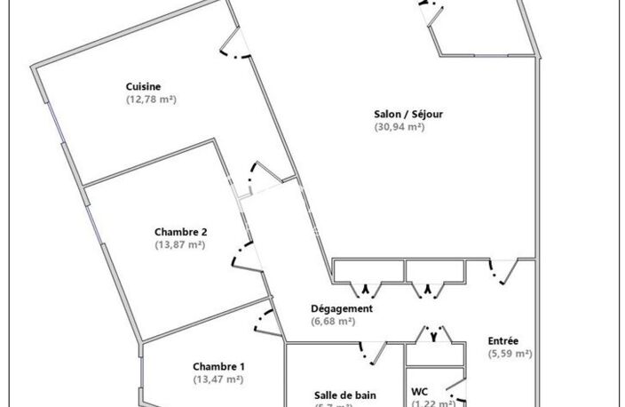 Appartement T3 de 90 m² vendu loué  Balcon  Parking couvert  Cave  Ascenseur — photo 2