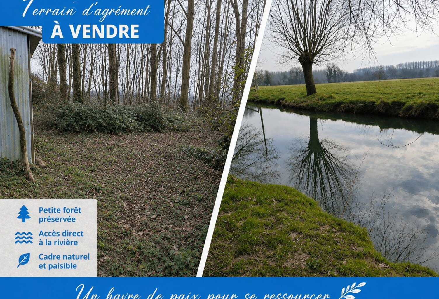 Terrain d’agrément arboré avec accès rivière – 3 982 m² - Thérouanne — photo 1