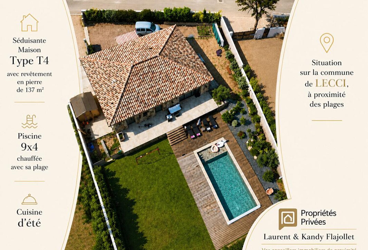 Maison  T4 avec piscine à LECCI (20137) - CORSE DU SUD - FRANCE — photo 1