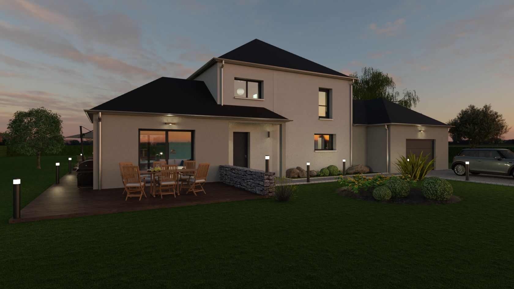 Projet de construction d'une maison 164 m² avec double garage de 38 m2
