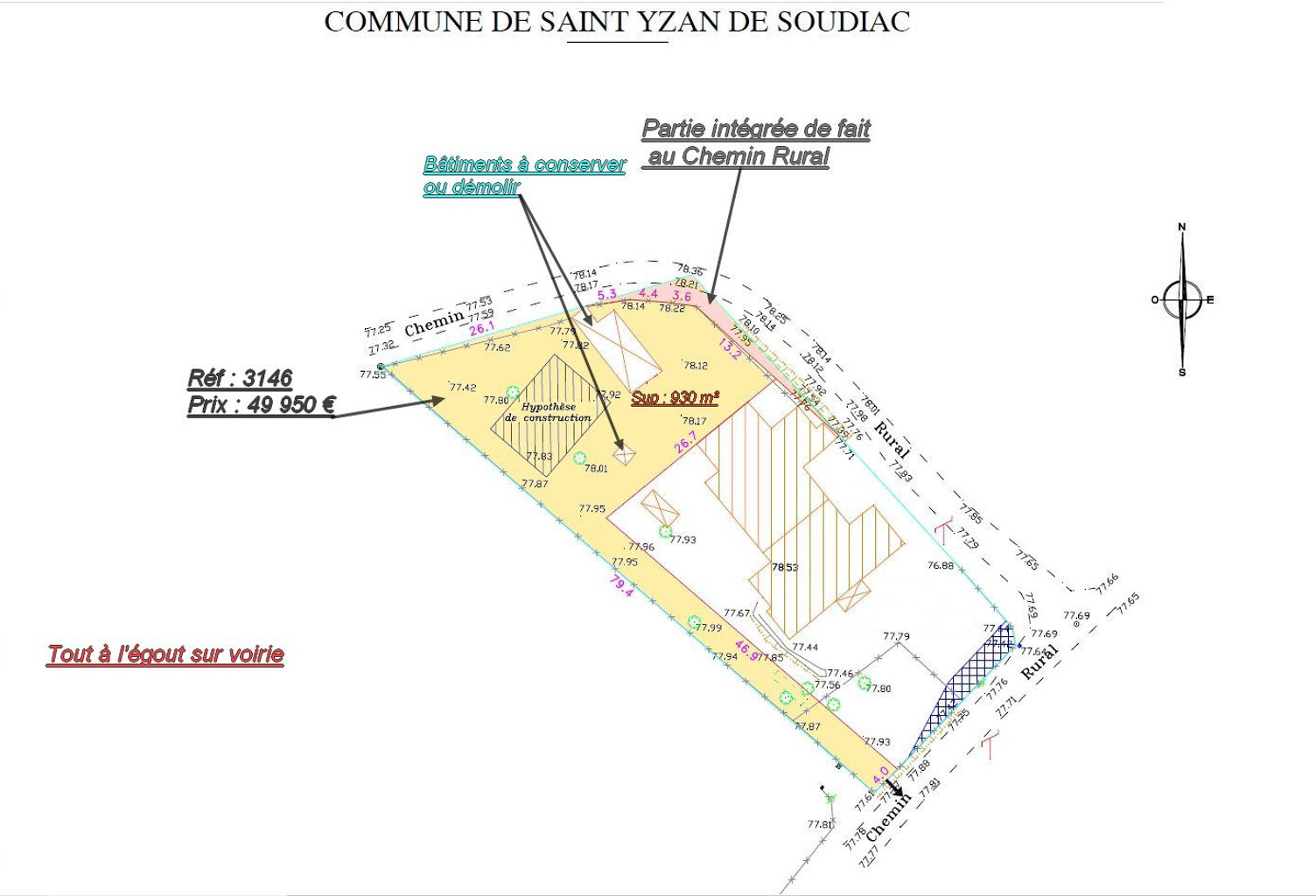 ST YZAN DE SOUDIAC TERRAIN 930 M2 — photo 1