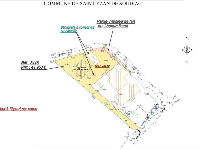 ST YZAN DE SOUDIAC TERRAIN 930 M2 — photo du bien