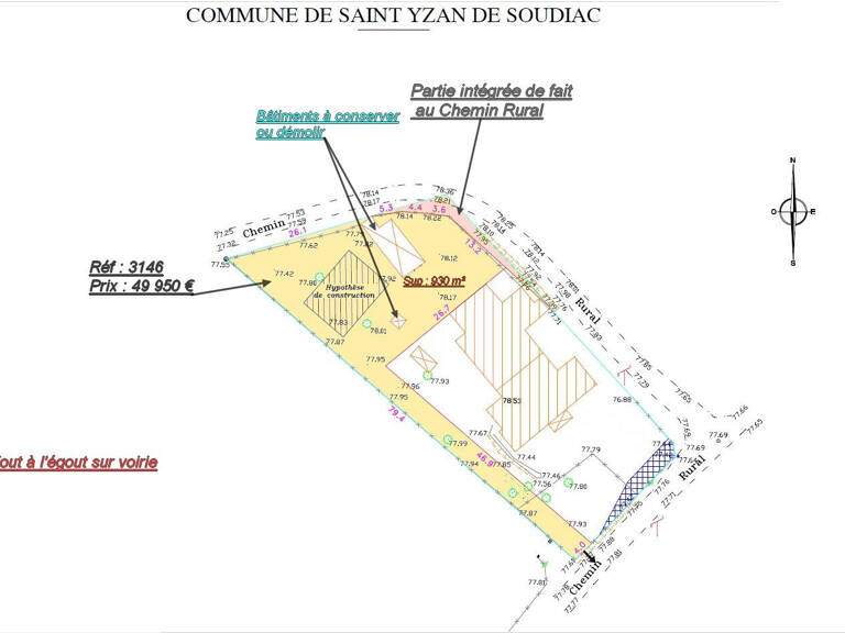 ST YZAN DE SOUDIAC TERRAIN 930 M2 — photo 1