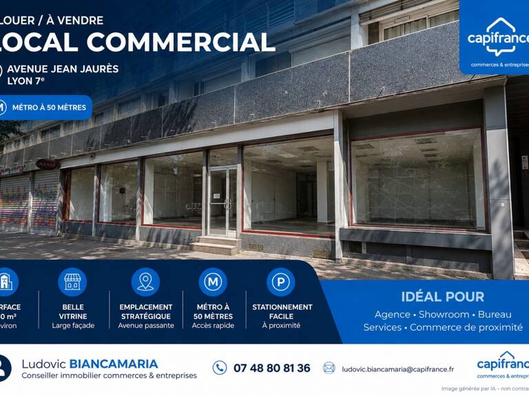 Local/bureau à louer LYON 7EME (69) local commercial de 140m2 environ, 98m2+42m2 au sous sol à gerland — photo 1